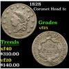 Image 1 : 1828 Coronet Head Large Cent 1c Grades vf+