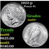 Image 1 : 1922-p Peace Dollar $1 Grades GEM+ Unc