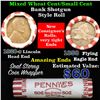 Image 1 : Mixed small cents 1c orig shotgun roll,1920-s Wheat Cent, 1858 Indian Cent other end