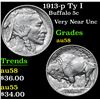Image 1 : 1913-p Ty I Buffalo Nickel 5c Grades Choice AU/BU Slider