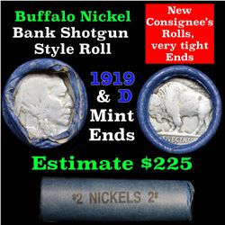 Buffalo Nickel Shotgun Roll in Old Bank Style Wrapper 1919 & d Mint Ends (fc)