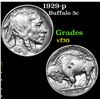 Image 1 : 1929-p Buffalo Nickel 5c Grades vf++