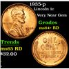 Image 1 : 1935-p Lincoln Cent 1c Grades Choice+ Unc RD
