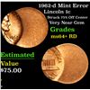 Image 1 : 1962-d Mint Error Lincoln Cent 1c Grades Choice+ Unc RD