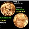 Image 1 : 1968-p Lincoln Cent 1c Grades Choice+ Unc RD