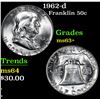 Image 1 : 1962-d Franklin Half Dollar 50c Grades Select+ Unc