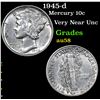 Image 1 : 1945-d Mercury Dime 10c Grades Choice AU/BU Slider