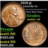 Image 1 : 1910-p Lincoln Cent 1c Grades Choice+ Unc RD