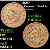 Image 1 : 1830 Coronet Head Large Cent 1c Grades f details