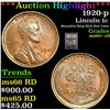 Image 1 : ***Auction Highlight*** 1920-p Lincoln Cent 1c Graded Gem+ Unc RD By USCG (fc)