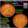 Image 1 : ***Auction Highlight*** 1911-s Lincoln Cent 1c Graded GEM Unc RD By USCG (fc)