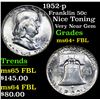 Image 1 : 1952-p Franklin Half Dollar 50c Grades Choice Unc+ FBL