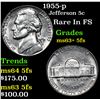 Image 1 : 1955-p Jefferson Nickel 5c Grades Select Unc+ 5fs