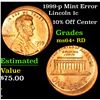 Image 1 : 1999-p Mint Error Lincoln Cent 1c Grades Choice+ Unc RD