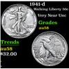 Image 1 : 1941-d Walking Liberty Half Dollar 50c Grades Choice AU/BU Slider