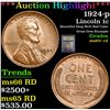 Image 1 : ***Auction Highlight*** 1924-p Lincoln Cent 1c Graded Gem+ Unc RD By USCG (fc)