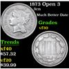 Image 1 : 1873 Open 3 Three Cent Copper Nickel 3cn Grades vf++