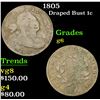 Image 1 : 1805 Draped Bust Large Cent 1c Grades g+