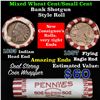 Image 1 : Mixed small cents 1c orig shotgun roll, 1857 Flying Eagle Cent, 1893 Indian Cent other end