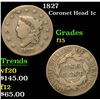 Image 1 : 1827 Coronet Head Large Cent 1c Grades f+