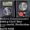 Image 1 : 1995-s Civil War Modern Commem Half Dollar 50c Grades ms70, Perfection