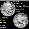 Image 1 : 1916-d Buffalo Nickel 5c Grades vf+