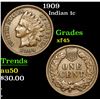 Image 1 : 1909 Indian Cent 1c Grades xf+