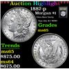 Image 1 : ***Auction Highlight*** 1887-p Morgan Dollar $1 Graded GEM Unc By USCG (fc)