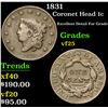 Image 1 : 1831 Coronet Head Large Cent 1c Grades vf+