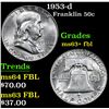 Image 1 : 1953-d Franklin Half Dollar 50c Grades Select Unc+ FBL