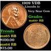 Image 1 : 1909 VDB Lincoln Cent 1c Grades Choice+ Unc RB