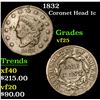 Image 1 : 1832 Coronet Head Large Cent 1c Grades vf+