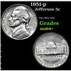 Image 1 : 1951-p Jefferson Nickel 5c Grades Choice+ Unc