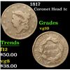 Image 1 : 1817 Coronet Head Large Cent 1c Grades vg+