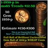 Image 1 : Full roll of 1959-p Lincoln Cents 1c Uncirculated Condition . .