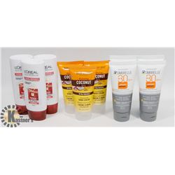 BAG OF TRAVEL SIZE SUNSCREENS AND SHAMPOOS