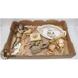 FLAT OF CHERUBS AND OTHER DECORATIVE ITEMS