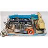 Image 1 : FLAT OF ASSORTED TOOLS INCLUDING SOCKETS, DRILL