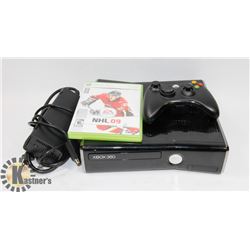 XBOX 360 CONSOLE WITH POWER CABLE, ONE