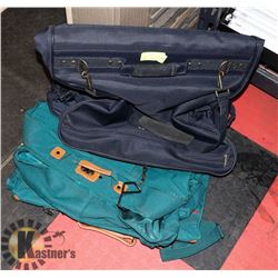 2 GARMENT SUITCASES - 1 NAVY, 1 EMERALD GREEN
