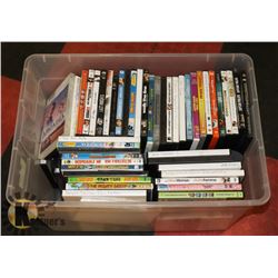 TOTE WITH ASSORTED DVDS.