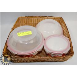 3 BOWLS CERAMIC SET OF BOWLS WITH LIDS,