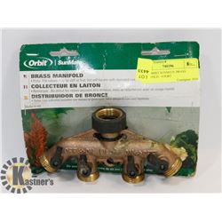 NEW ORBIT SUNMATE BRASS MANIFOLD - 4 PORT