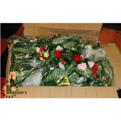 BOX OF PLASTIC FLOWERS