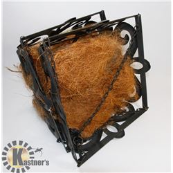 2 LARGE WROUGHT IRON HANGING BASKETS WITH