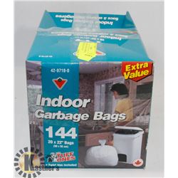2 BOXES OF INDOOR GARBAGE BAGS, 20X22, 144 IN EACH