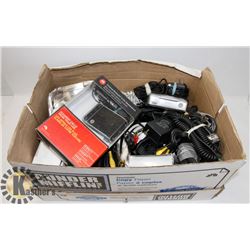 BOX OF ASSORTED ELECTRONICS.