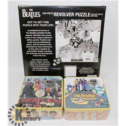 3 BEATLES PUZZLES - 2 IN TINS.