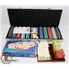 Image 1 : TEXAS HOLDEM POKER CHIP CASE, CASE OF DOMINOES,