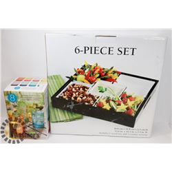 ROSCHER 6PC CERAMIC SERVING SET AND 8PC STACKABLE